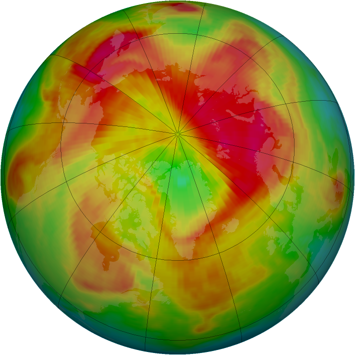 Arctic ozone map for 19 April 1988